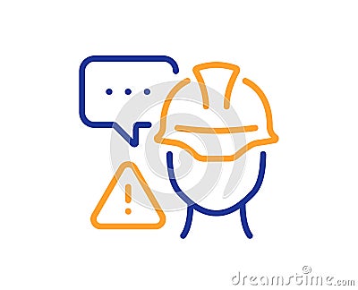 Builder warning line icon. Construction inspection sign. Vector Vector Illustration