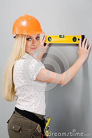 Builder-woman Stock Photo