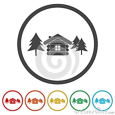 Builder wood house ring icon Vector Illustration