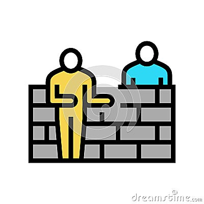 builders building wall color icon vector illustration Cartoon Illustration