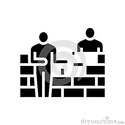 builders building wall glyph icon vector illustration Cartoon Illustration