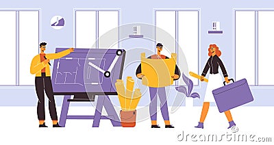 Builders, engineers, architects professional construction team workers Vector Illustration