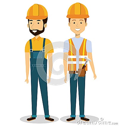 builders group avatars characters Cartoon Illustration