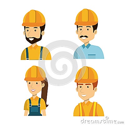 builders group avatars characters Cartoon Illustration