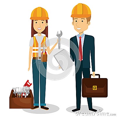 builders group avatars characters Cartoon Illustration