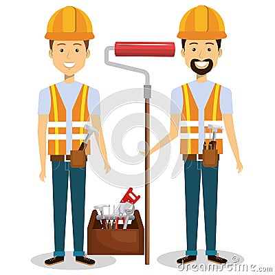 builders group avatars characters Cartoon Illustration