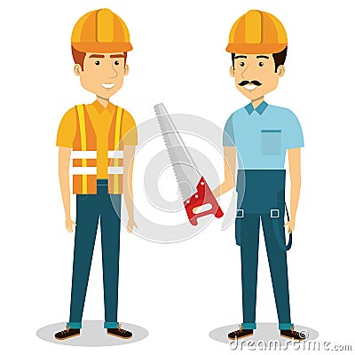 builders group avatars characters Cartoon Illustration