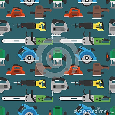 Builders Tools Modern seamless flat background Vector Illustration