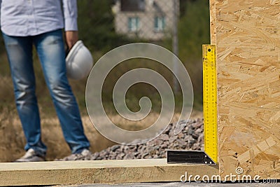 Builders try square or right angle Stock Photo