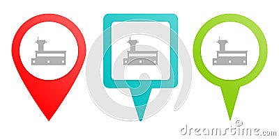 building airport. Multicolor pin vector icon, diferent type map and navigation point Stock Photo