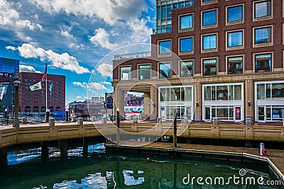 Building along the waterfront at Rowes Wharf in Boston Editorial Stock Photo