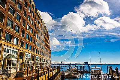 Building along the waterfront in Rowes Wharf, Boston Editorial Stock Photo