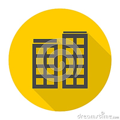 Building App Icon with Long Shadow Stock Photo