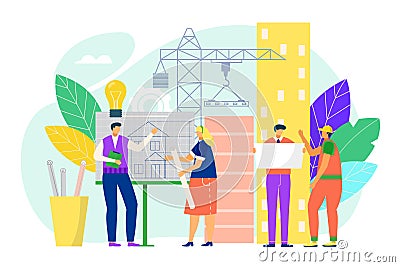 Building architectural engineering concept, vector illustration. Construction business, house project plan Vector Illustration