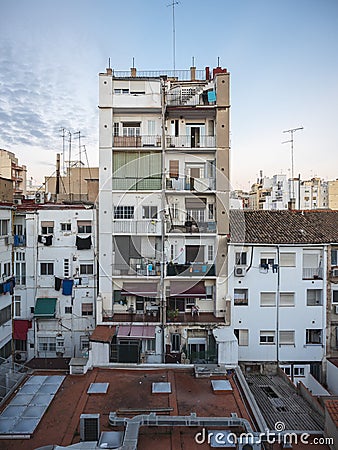 Building Balcony Facade Apartment residential Area Barcelona Spain Stock Photo