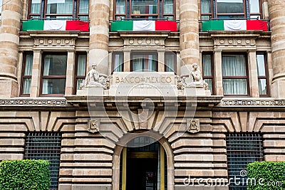 Building of Bank of Mexico, Mexico`s Central Bank monetary authority and lender of last resort Editorial Stock Photo