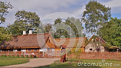 Building, barn, open-air museum in the village - reconstruction of IXX century Editorial Stock Photo