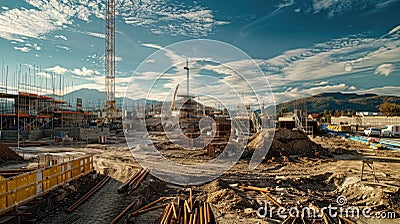 Building a better future involves constructing urban developments, fostering progress and growth through teamwork Stock Photo