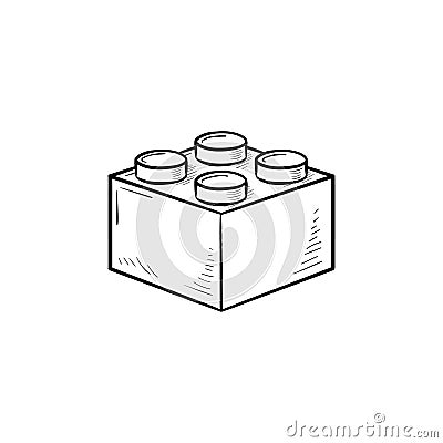 Building block hand drawn outline doodle icon. Vector Illustration