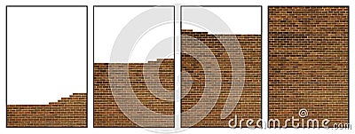 Building brick wall sequence Stock Photo