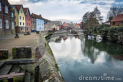 Norwich riverside scene along the banks of the river Wensum Stock Photo