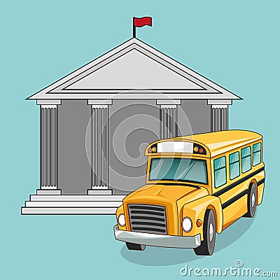 Building bus school design Vector Illustration