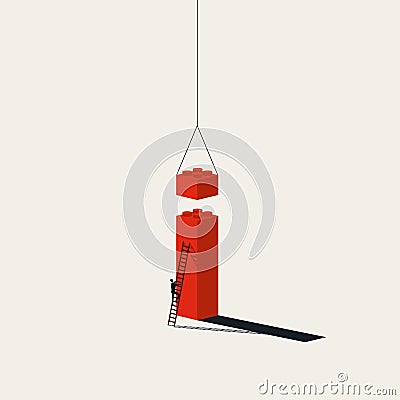 Building business growth vector concept. Symbol of hard work, achievement, aspiration. Minimal illustration. Vector Illustration