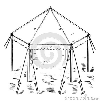 Building Canopy protection from the weather vintage engraving Vector Illustration