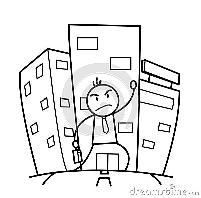 Building A Career in A Big City Doodle Vector Illustration
