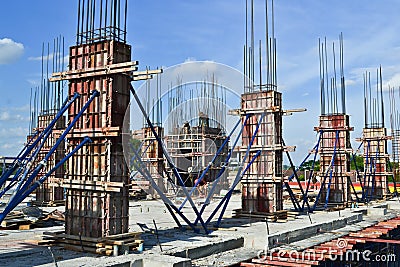 Building cement pillar in construct site Stock Photo