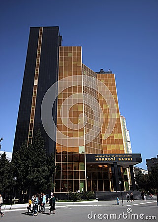 Building of the Central National Bank of Azerbaijan in Baku Editorial Stock Photo