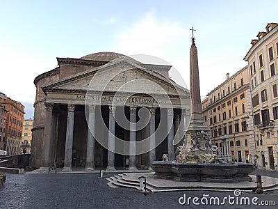 The Pantheon is a former Roman temple, now a church, in Rome, Italy, Stock Photo