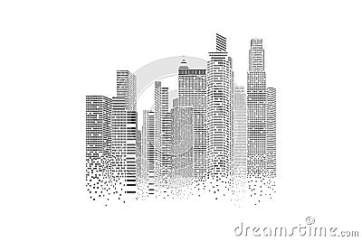 Building and City Illustration, City scene on white background Stock Photo