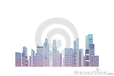 Building and City Illustration, City scene on white background Stock Photo