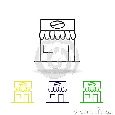 Building, coffee outline multicolored icons Element of architecture illustration. Signs and symbols outline icon for websites, web Cartoon Illustration