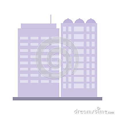 Building commercial residential structure architecture urban isolated icon Vector Illustration