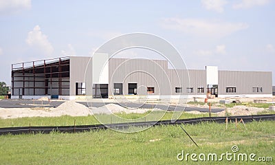 Industrial Manfacturing Sheet Metal Building Under Construction Stock Photo