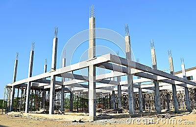 Building construct site and blue sky Stock Photo