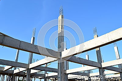 Building construct site and blue sky Stock Photo