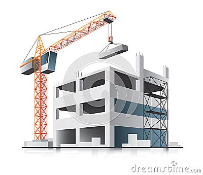 Building construction with crane Vector Illustration