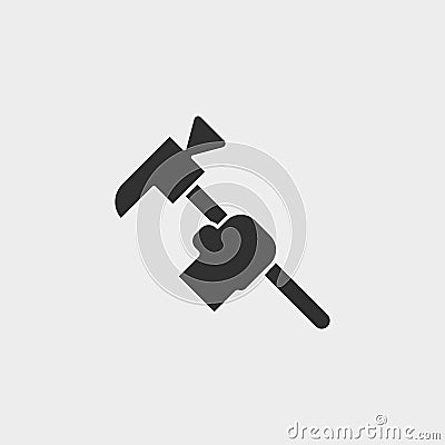 Building, construction, industry, hammer, icon, flat illustration isolated vector sign symbol - construction tools icon vector Cartoon Illustration