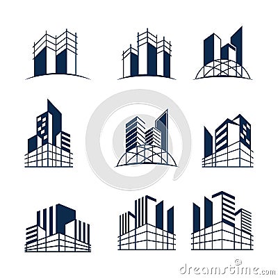 Building construction logo bundle Vector Illustration
