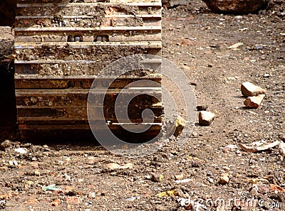 Building construction site all-terrain tracked vehicle digger bulldozer Stock Photo