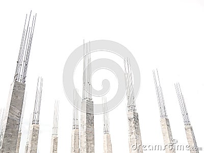 Building construction site Concrete pile Industrial background Stock Photo