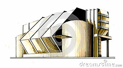 Building in constructivism hand drawn Stock Photo