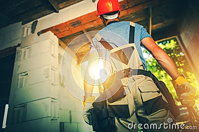 Building Contractor at Work Stock Photo