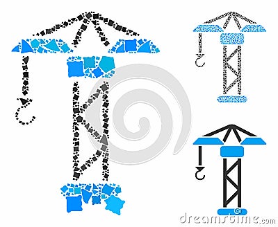 Building crane Composition Icon of Tuberous Pieces Vector Illustration