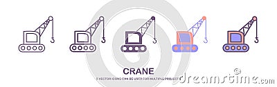 Building, crane, constructing linear icon. Thin line illustration. Tower crane. Contour symbol. Vector isolated outline drawing. Vector Illustration