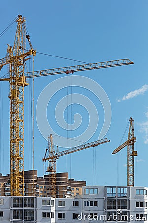 Building with Cranes Stock Photo