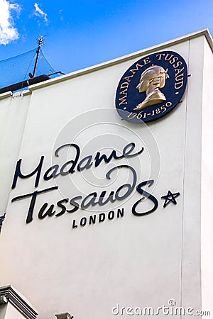 Building detail of Madame Tussauds on Marylebone Road in London Editorial Stock Photo